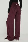 Штани Deha жіночі колір бордовий широке висока посадка