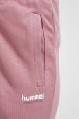 Бавовняні спортивні штани Hummel колір рожевий однотонні