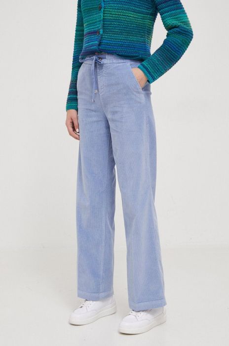 Штани United Colors of Benetton жіночі широке висока посадка колір блакитний (3606077)