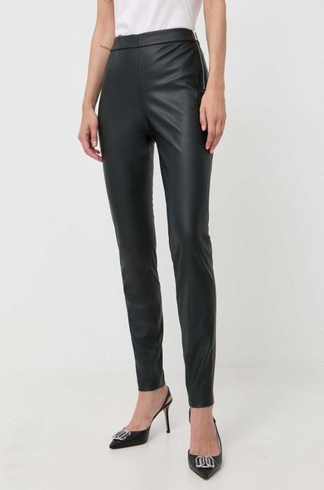 Штани Boss Orange BOSS ORANGE жіночі колір чорний облягаючі висока посадка