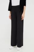 Штани лаунж HUGO колір чорний широке висока посадка