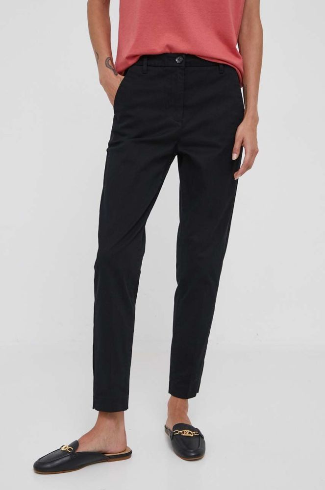 Штани Sisley жіночі колір чорний облягаюче висока посадка (3454901)