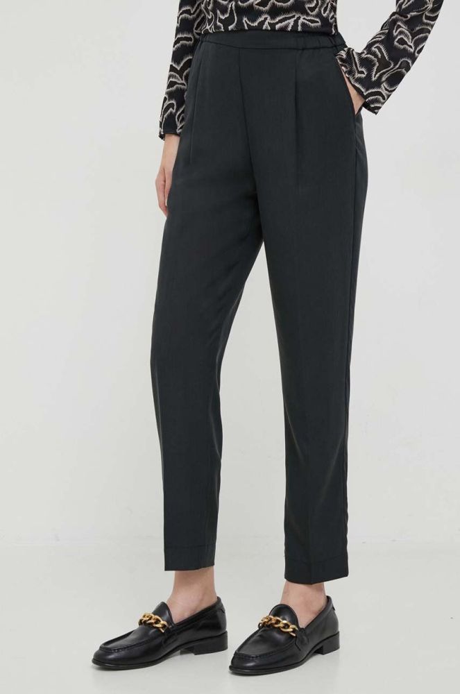 Штани Sisley жіночі колір чорний пряме висока посадка (3560095)