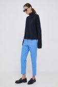 Штани Sisley жіночі фасон сигарети висока посадка колір блакитний