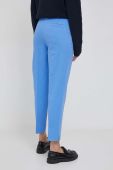 Штани Sisley жіночі фасон сигарети висока посадка колір блакитний