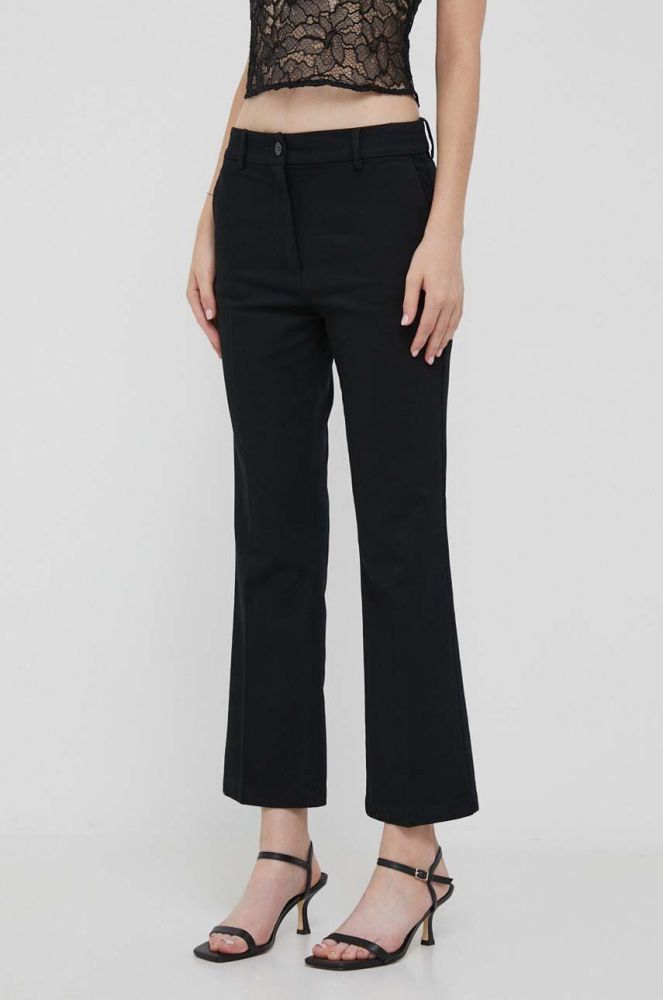 Штани Sisley жіночі колір чорний пряме висока посадка (3555069)