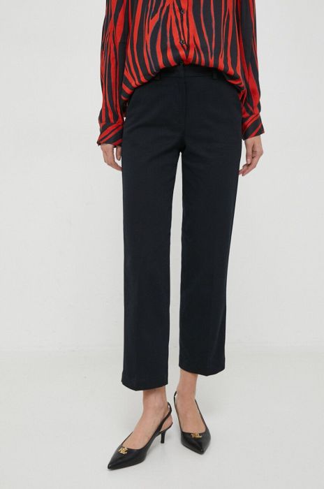 Штани Sisley жіночі колір чорний пряме висока посадка (3622155)
