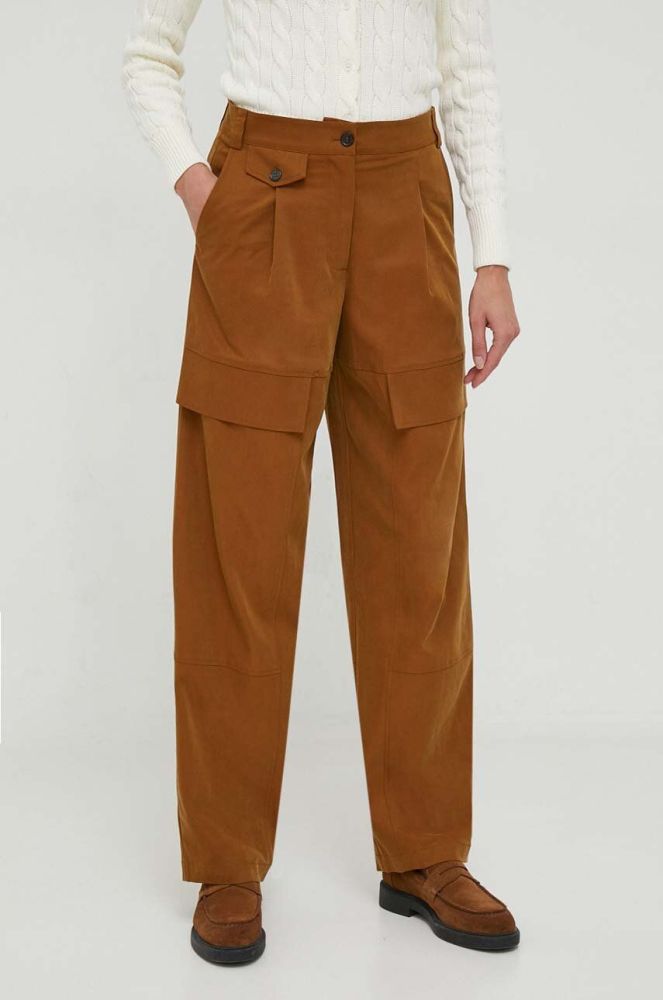 Штани Sisley жіночі колір коричневий широке висока посадка (3679157)