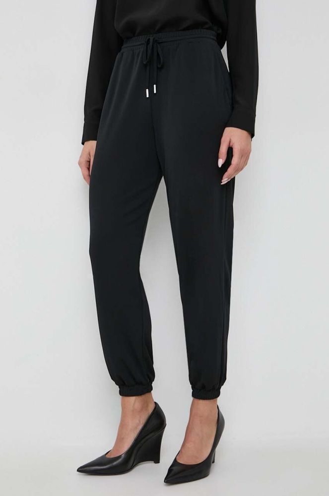 Вовняні штани BOSS x Alica Schmidt колір чорний широкі висока посадка