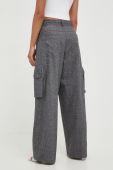 Штани з домішкою вовни Pinko колір сірий пряме висока посадка (3547432)