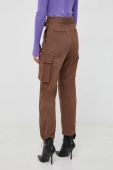 Бавовняні штани Pinko колір коричневий пряме висока посадка