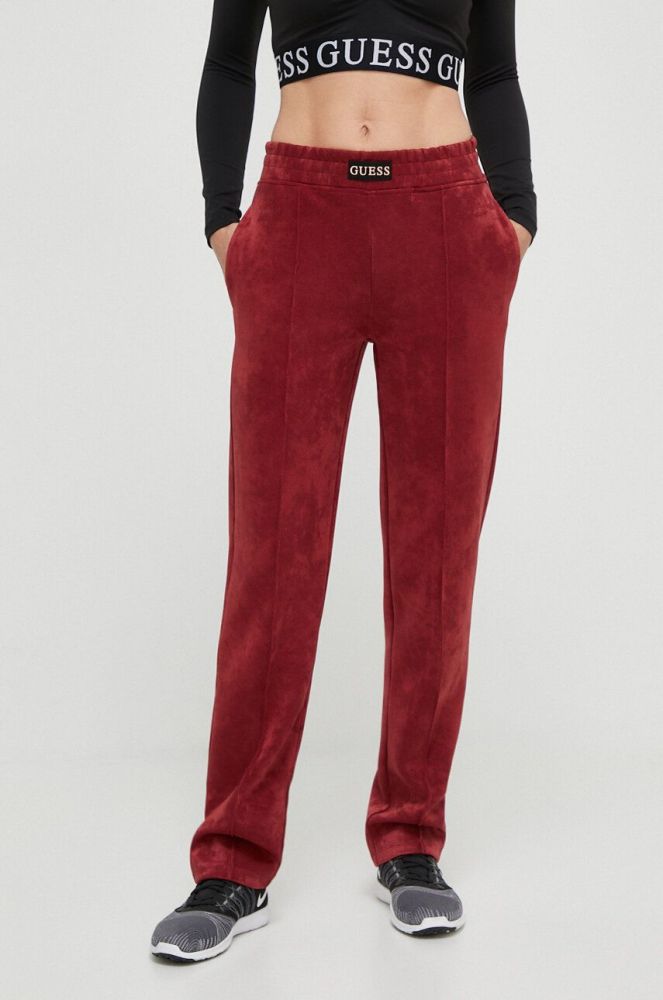 Спортивні штани Guess колір червоний однотонні (3547441)