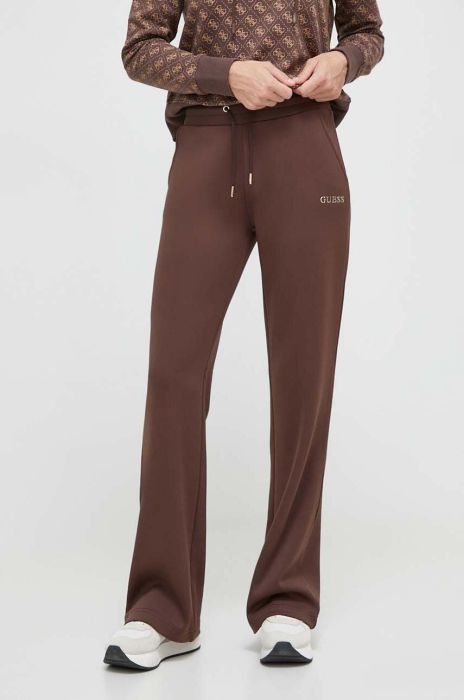 Спортивні штани Guess колір коричневий з аплікацією (3586137)
