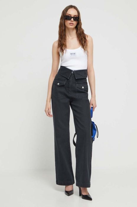 Джинси Moschino Jeans жіночі висока посадка колір чорний (3560109) Джинси Moschino Jeans жіночі висока посадка колір чорний (3560109)