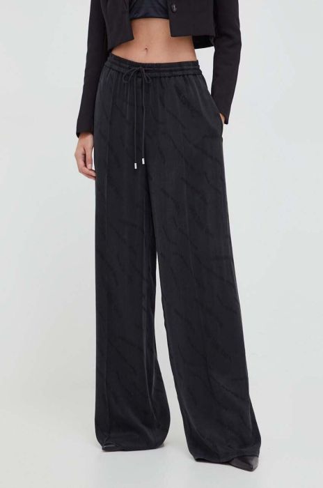 Штани HUGO жіночі колір чорний пряме висока посадка (3681369)