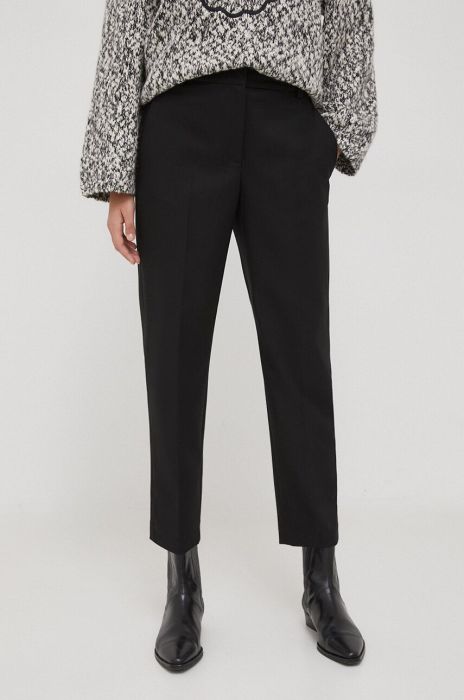 Штани Tommy Hilfiger жіночі колір чорний пряме висока посадка (3677484)