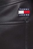 Штани Tommy Jeans жіночі колір чорний пряме висока посадка