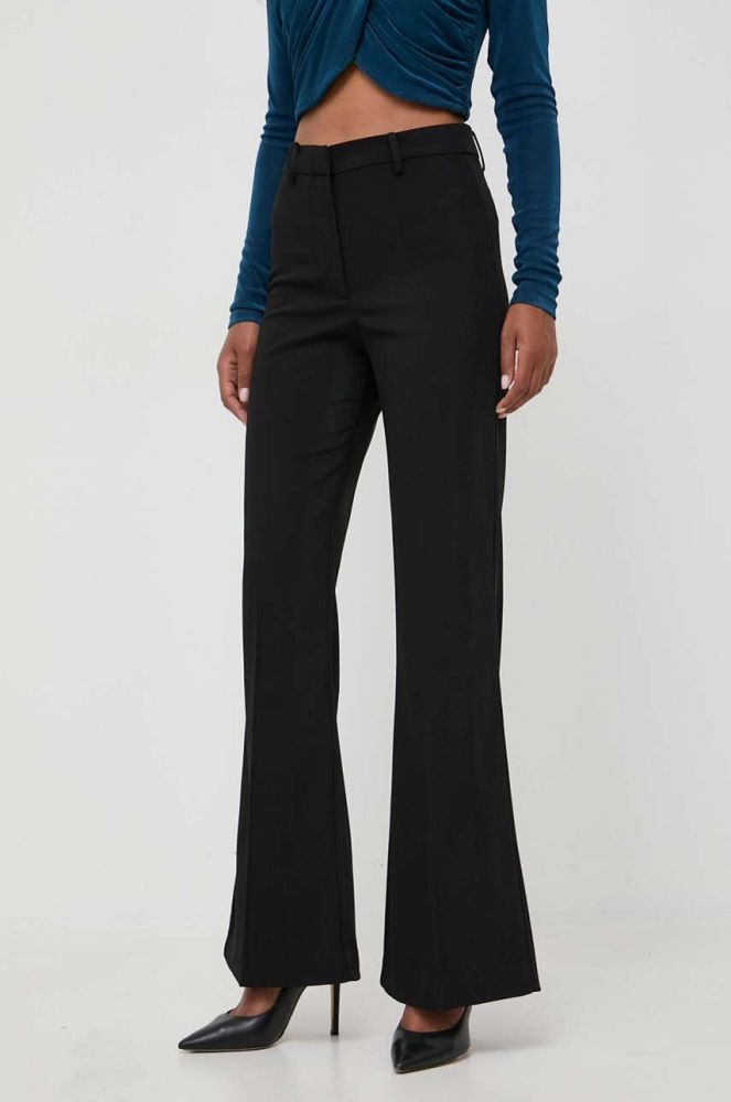 Штани Bardot жіночі колір чорний кльош висока посадка