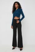 Штани Bardot жіночі колір чорний кльош висока посадка