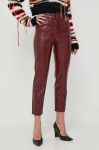 Штани Twinset жіночі колір бордовий облягаюче висока посадка