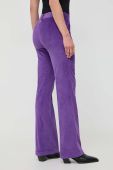 Вельветові штани Twinset колір фіолетовий пряме висока посадка