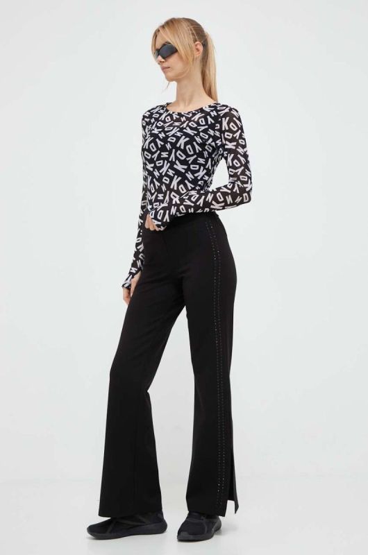 Штани Dkny жіночі колір чорний широке висока посадка (3447174)