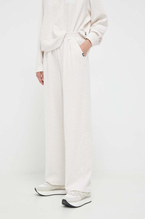 Спортивні штани Dkny колір бежевий однотонні (3410111)