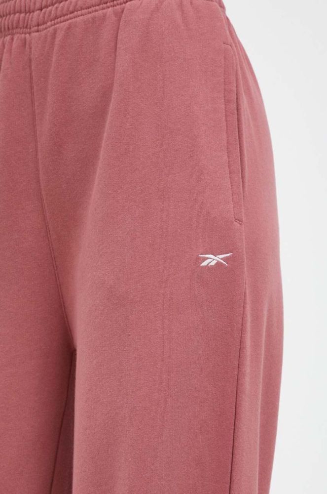 Бавовняні спортивні штани Reebok Classic колір рожевий однотонні фото 4