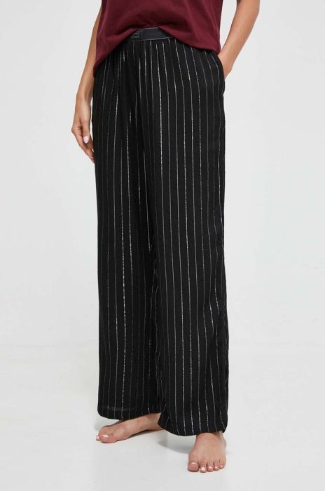 Штани лаунж Tommy Hilfiger колір чорний широке висока посадка