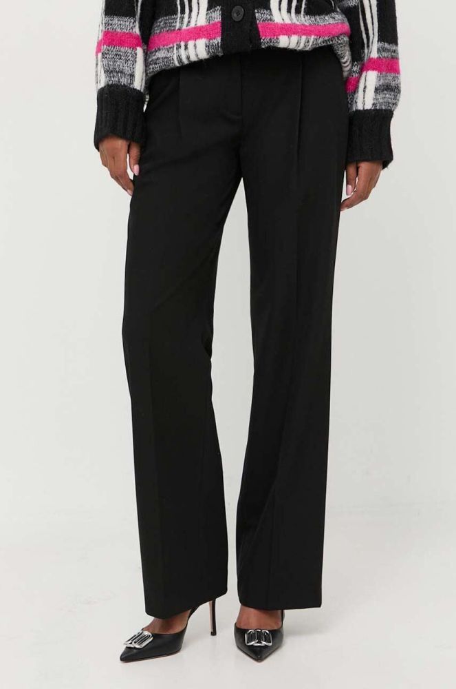 Штани Karl Lagerfeld жіночі колір чорний пряме висока посадка (3538481)