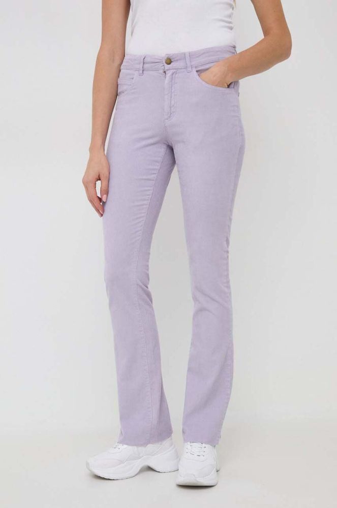 Вельветові штани MAX&Co. Milady колір фіолетовий кльош середня посадка