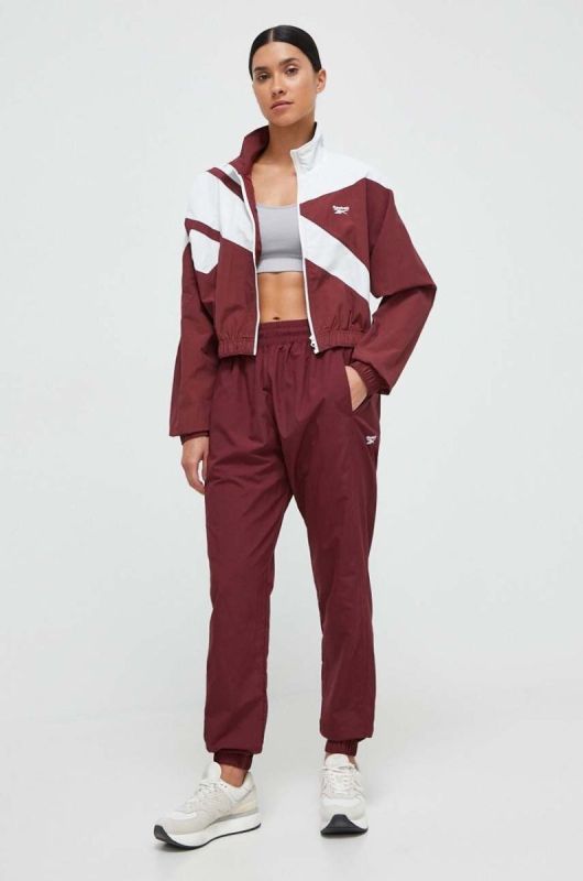 Спортивні штани Reebok Classic колір бордовий однотонні фото 2