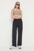 Штани Sixth June жіночі колір чорний пряме висока посадка (3524069)