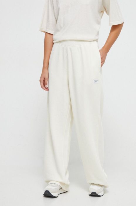 Спортивні штани Reebok Classic колір бежевий однотонні