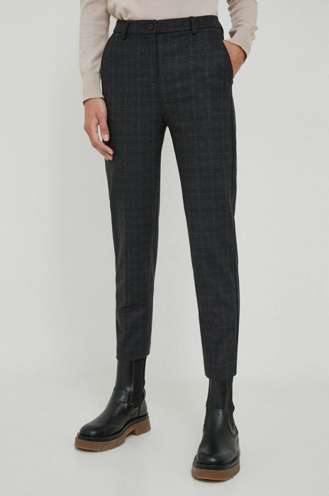 Штани United Colors of Benetton жіночі фасон сигарети висока посадка колір блакитний