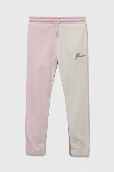 Дитячі бавовняні штани Guess колір рожевий візерунок (3296940)