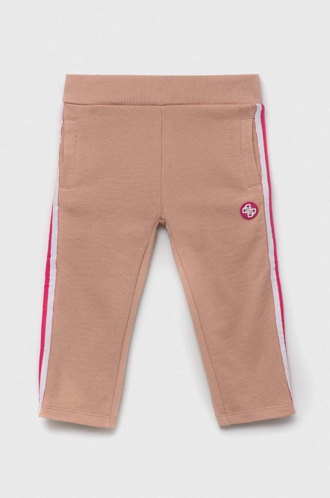 Дитячі бавовняні штани Guess колір рожевий з аплікацією (3296970)