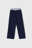 Дитячі бавовняні штани Sisley колір синій однотонні