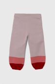 Дитячі бавовняні штани United Colors of Benetton колір фіолетовий візерунок