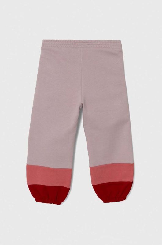 Дитячі бавовняні штани United Colors of Benetton колір фіолетовий візерунок фото 2