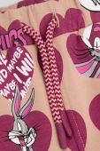 Дитячі бавовняні штани Coccodrillo x Looney Tunes колір коричневий візерунок