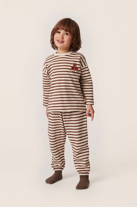 Дитячі бавовняні штани Konges Sl?jd колір бежевий візерунок (3591849)