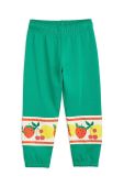 Дитячі бавовняні штани Mini Rodini колір зелений з принтом