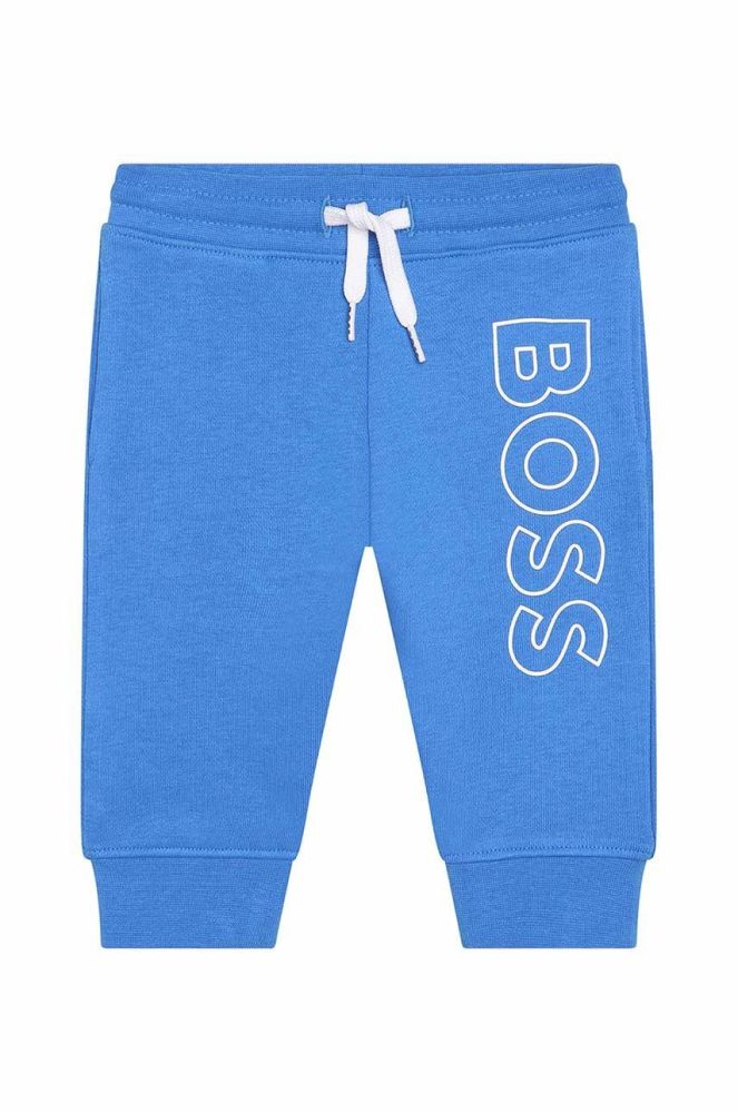 Дитячі спортивні штани BOSS колір синій з принтом (3558485)