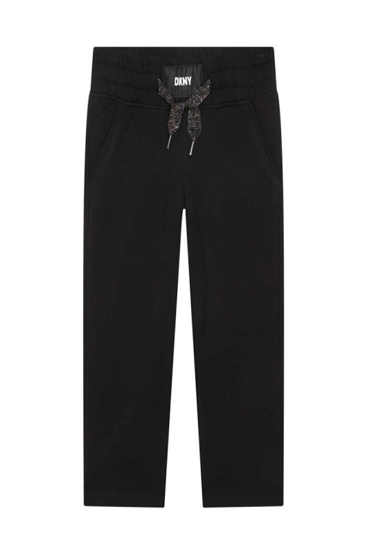 Дитячі бавовняні штани Dkny колір чорний однотонні (3512530)