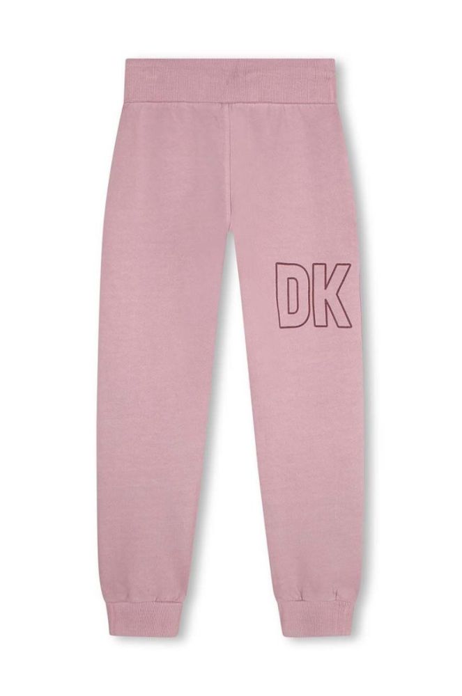 Дитячі бавовняні штани Dkny колір фіолетовий з принтом (3421700) фото 2