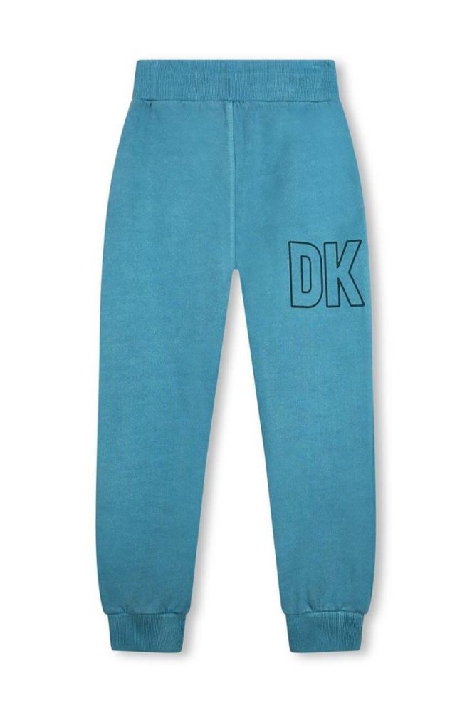 Дитячі бавовняні штани Dkny колір зелений з принтом (3421704) фото 2