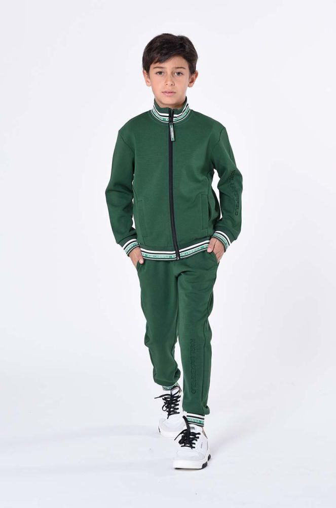 Дитячі спортивні штани Karl Lagerfeld колір зелений візерунок