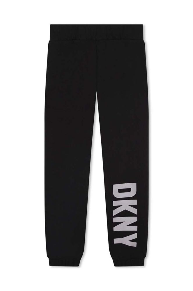 Дитячі бавовняні штани Dkny колір чорний з принтом (3639137) фото 3