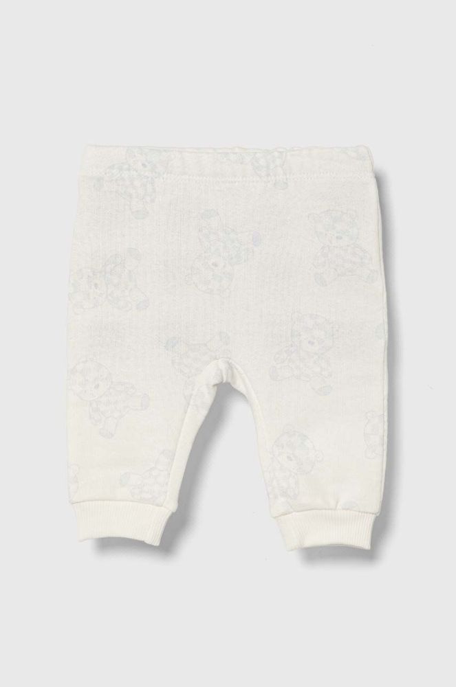 Бавовняні штани для немовлят United Colors of Benetton колір білий візерунок (3394948)